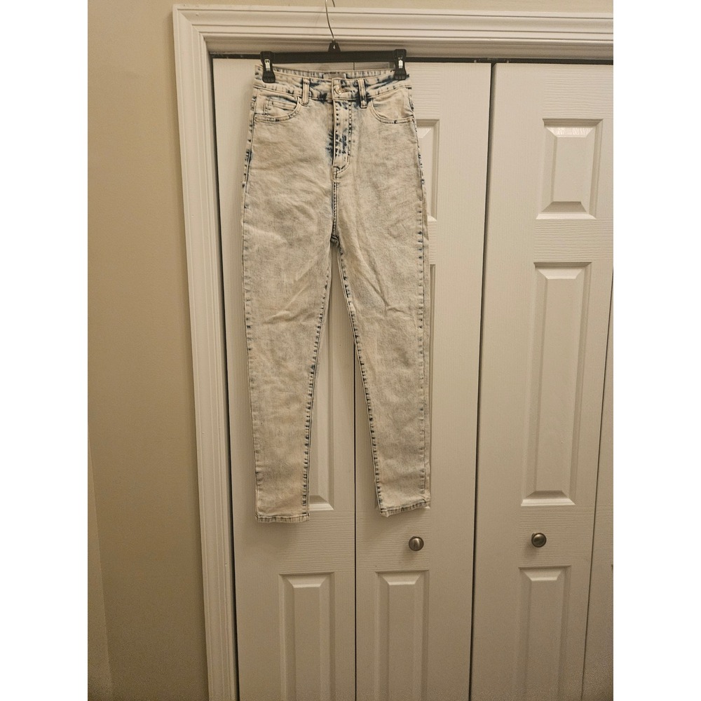 Chipre Womens High Waisted Skinny Jeans Light Acid Wash Denim Pants Retro Style